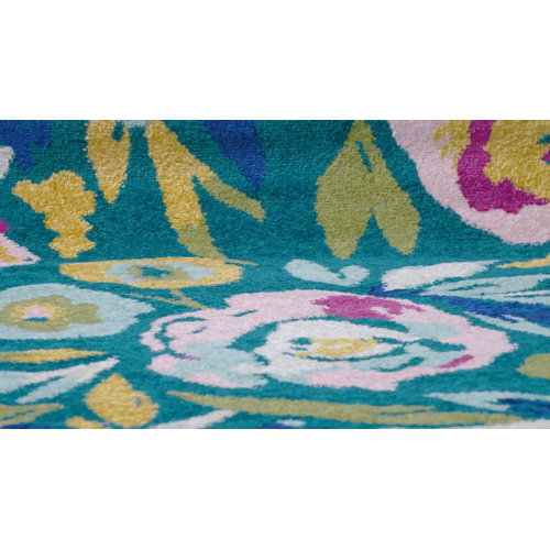 Andover Mills™ Holle Floral Teal/Yellow/Pink Area Rug & Reviews Wayfair